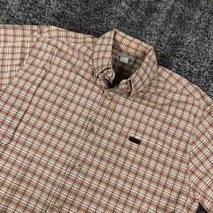 Carhartt Shirt Mens Large Beige Plaid Short Sleeve Button Up Workwear S138DKH